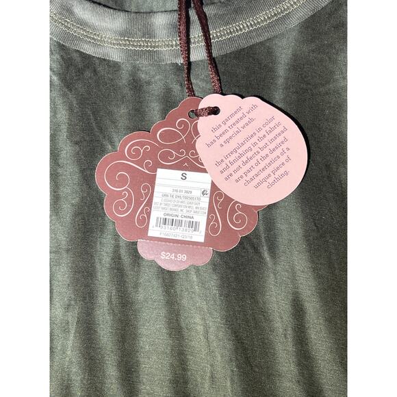 Knox Rose Womens Shark Bite Top Size Small Long Sleeve Green Tie dyed Grunge NWT - Picture 5 of 6